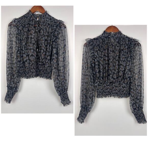 Free People Twyla Top in Printed Black Combo. Sz S - Picture 7 of 11